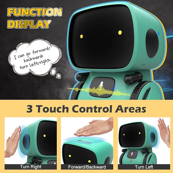 KaeKid Robots for Kids, Interactive Smart Robotic with Touch Sensor, Voice Control, Speech Recognition, Singing, Dancing, Repeating and Recording, Robot Toy for 3 4 5 6 7 8 Year Old Boys Girls