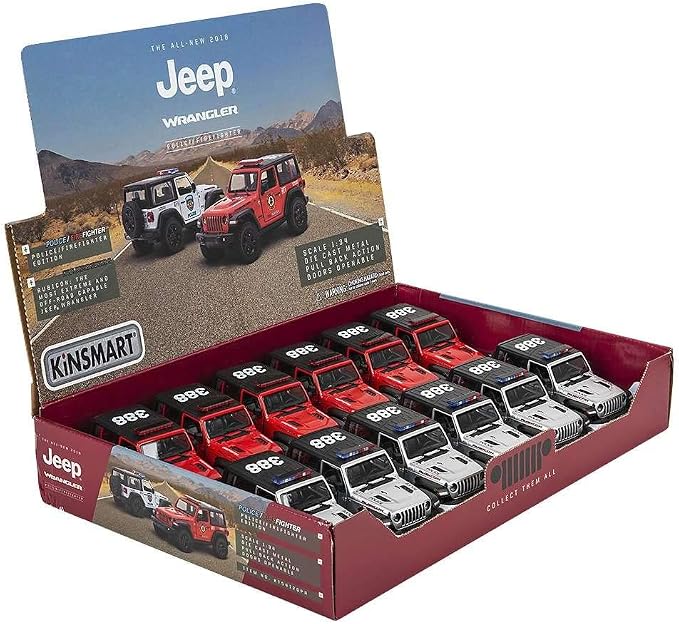 KiNSMART - Jeep Wrangler Rubicon Off Road 4x4 5 inch 1:34 Scale Die Cast Model Replica Toy Car (Rescue Silver Police)