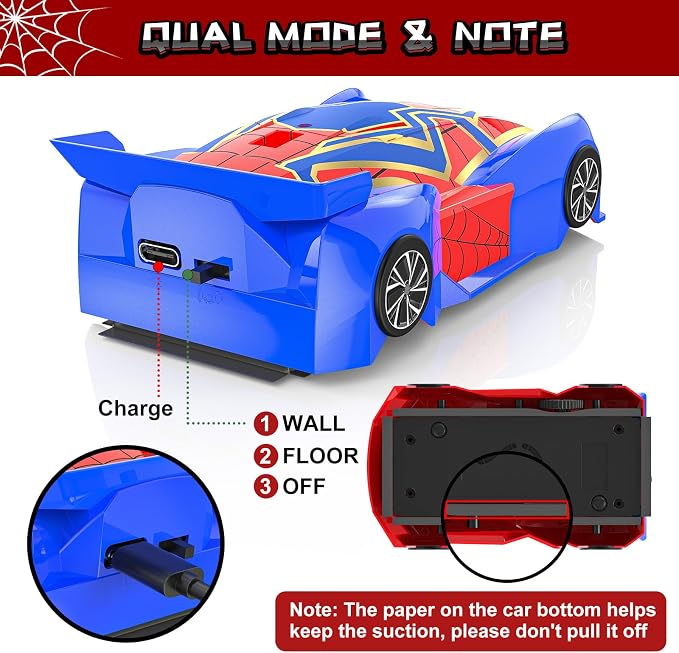 Wall Climbing Remote Control Car Mini, Spider 360° Rotating RC Stunt Car, Rechargeable RC Cars Toys for 3 4 5 6 7 8 9 10 11 12 Year Old Boys Girls Kids
