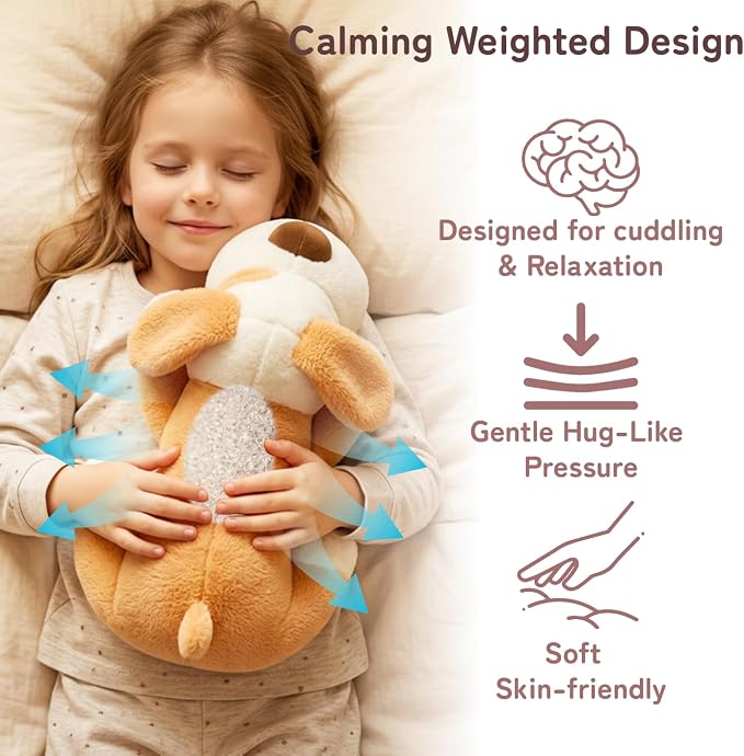 Niuniu Daddy Weighted Dog Stuffed Animal for Kids & Adults, 17" | 2.8 lbs Weighted Plushies Pillow for Sleeping and Calming, Cute Lying Plush Toy Large Huggable Gift for Everyday Comfort