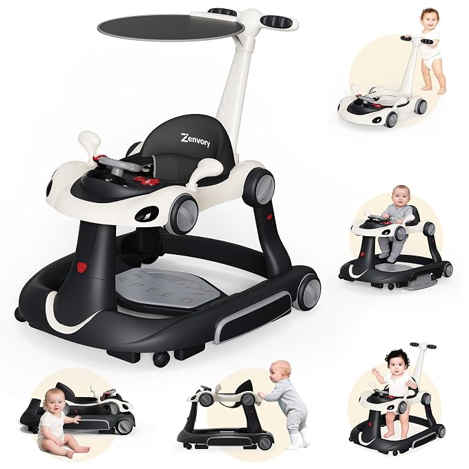 6-in-1 Foldable Baby Walker Activity Center Bouncer Rocker 6-18 Mons