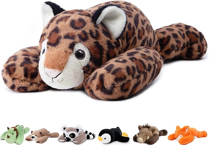 Niuniu Daddy 20" | 3.3lb Leopard Weighted Stuffed Animals for Kids & Adults, Weighted Plushies Pillow for Sleeping, Cute Lying Toy Large Huggable Gift for Everyday Comfort