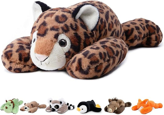 Niuniu Daddy 20" | 3.3lb Leopard Weighted Stuffed Animals for Kids & Adults, Weighted Plushies Pillow for Sleeping, Cute Lying Toy Large Huggable Gift for Everyday Comfort