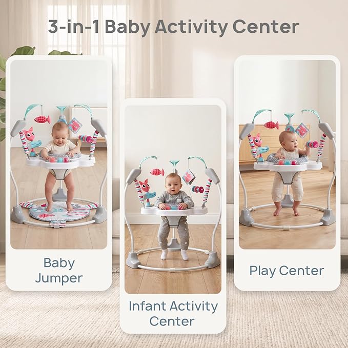 AskCat Portable Baby Activity Center Play Center 7-18 Months and Developmental Toys 7-18 Months,Pink
