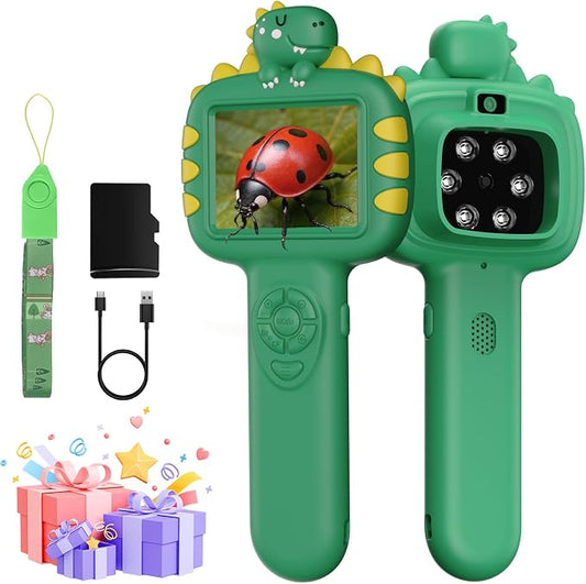 Outdoor Portable Kids Microscope: 100g Lightweight Pocket Design Magnifying Camera for Travel – 3.5H Rechargeable Battery & 6 LEDs for Anytime Exploration – 1s Quick Auto Focus