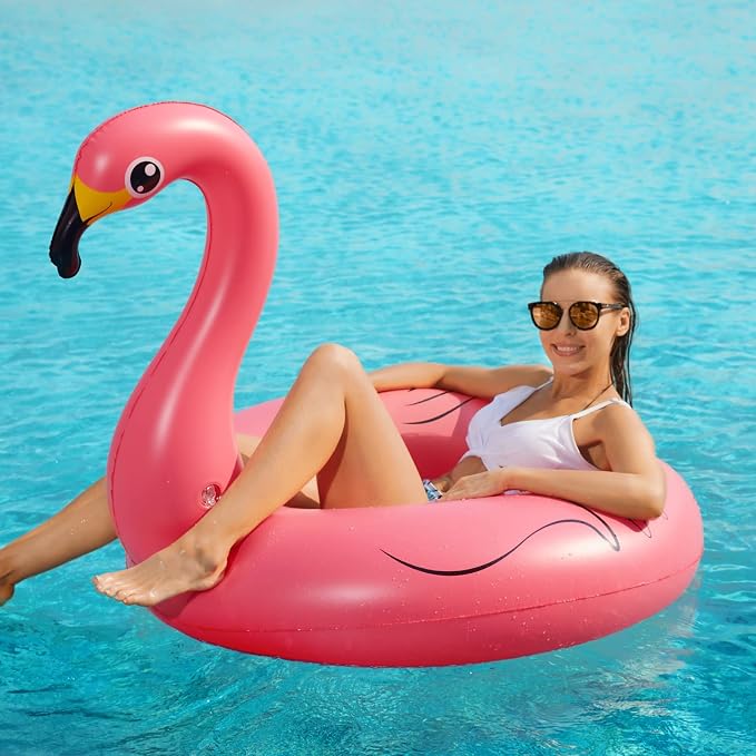 Jasonwell 2 Pack Unicorn Flamingo Pool Floaties - Inflatables Rafts for Swimming, Lake, Beach - Floaty Swim Rings for Adults, Kids