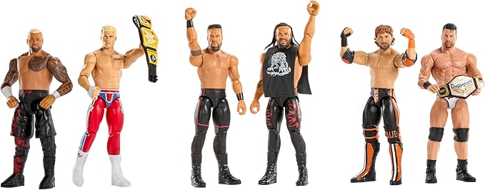 Mattel WWE Main Event Showdown Action Figures 2-Pack with Accessory, Series #24 LA Knight vs Logan Paul Collectible Set, 6-inch