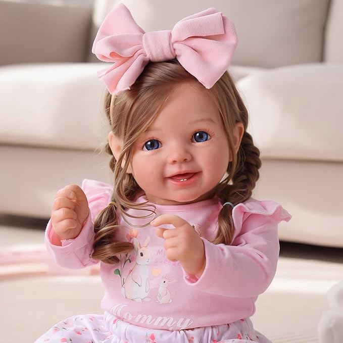 BABESIDE Lifelike Reborn Baby Dolls Dara - 20 Inch Realistic-Newborn Baby Doll Brown Hair Girl Handmade Real Life Baby Dolls with Clothes and Toy Accessories Gift for Kids Age 3+