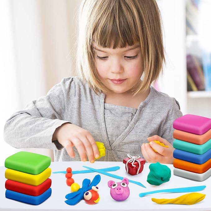 Magic Clay - Air Dry Clay 60 Colors, Modeling Clay for Kids with Tools, Soft & Ultra Light, Toys Gifts for Age 3 4 5 6 7 8+ Years Old Boys Girls Kids | Includes Tools, Soft & Ultra Light, Ages 3-8+ Years, Boys & Girls