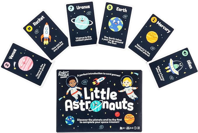 Professor Puzzle: Little Astronauts - Space Mission Card Game, Discover Planets, Facts Poster, Number Skills, Ideal Starter Game, Kids 4+, 2-5 Players