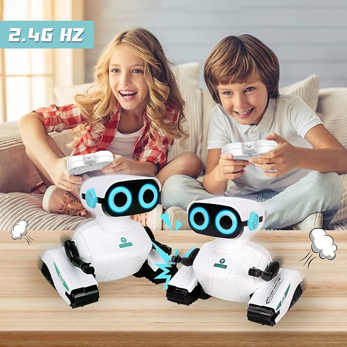 KaeKid Robots for Kids, 2.4Ghz Remote Control Robot Toys with LED Eyes & Flexible Arms, Dance & Sounds, RC Toys for 3 4 5 6 7 8 Year Old Boys Girls (White)