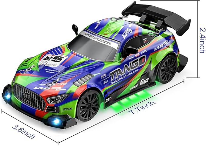 Drift RC Car for Electric Toy Car Hobby Racing Car Toys with Controller,1:24 4WD High Speed RC Drift Cars with LED Lights,Extra Drifting Tires＆Two Batteries,Racing Sport Toy,Vehicle for Adults＆Kids