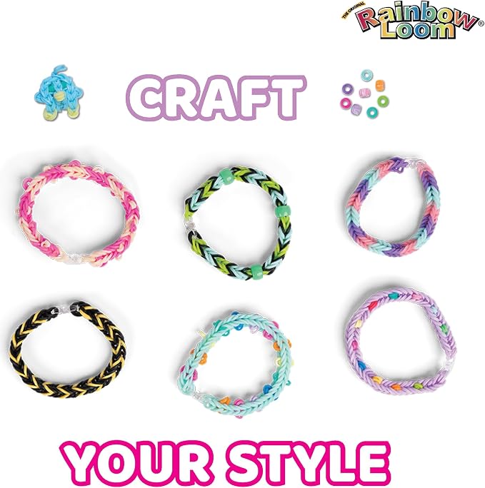 Rainbow Loom: 6,000 Bands Mighty Rainbow Case with 2 Mighty Looms, 6 Cute-tique Charms & 50 Beads – DIY Bracelet & Jewelry Making Kit for Kids 7+