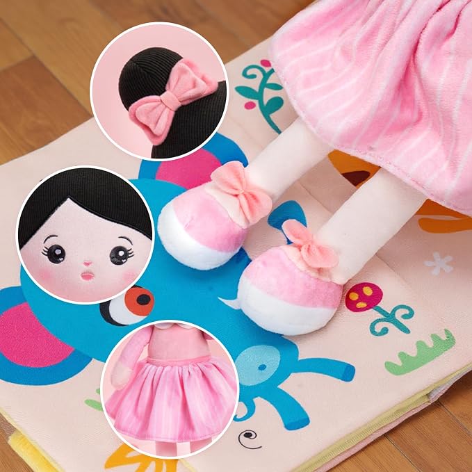 OUOZZZ 12.6" Soft Baby Doll - Toys for 1 Year Old Girl, Ideal Birthday Baby Girl Gift, Snuggle Buddy for Infants Asian Black Hair