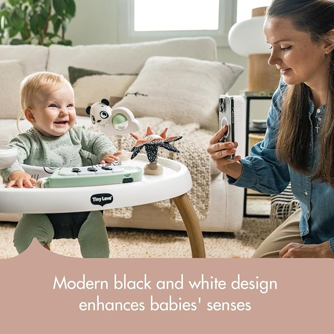 Tiny Love 5-in-1 Here I Grow Stationary Activity Center – Black & White Décor Collection, Black & White