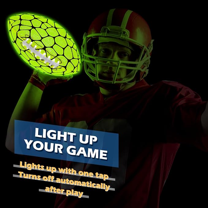 Jasonwell Glow in The Dark Football - Strong Grip Light Up Football Toy Stuff Gift Outdoor Sports Ball for Boys Kids Teen Junior Youth Adult Christmas Birthday Gifts for Ages 6-8 8-12 13+ Year Old