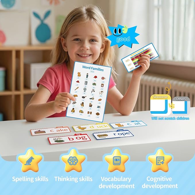 Word Family Build Book, Fun Phonics Flash Cards, 40 Read & Rhyme Flip Books, Learn to Read for Kids Ages 4-8, Educational Flash Cards for Kindergarten, Fun Sight Words & Phonics Games