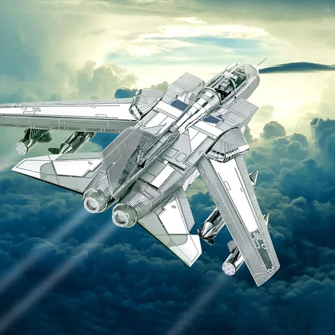 Piececool 3D Metal Puzzle for Adults, Tornado Fighter Jet Military Airplane Models Kits to Build for Teens Men Hobbies DIY 3D Puzzles, Great Birthday Gifts, 83 Pcs