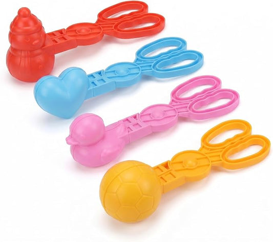 4 Pcs Sand Molds Maker, Beach Toy for Kids, Duck/Ball/Heart/Snowman Shapes, Sandbox Outdoor Play Sand Toys, Gifts(Pink/Yellow/Blue/Red)