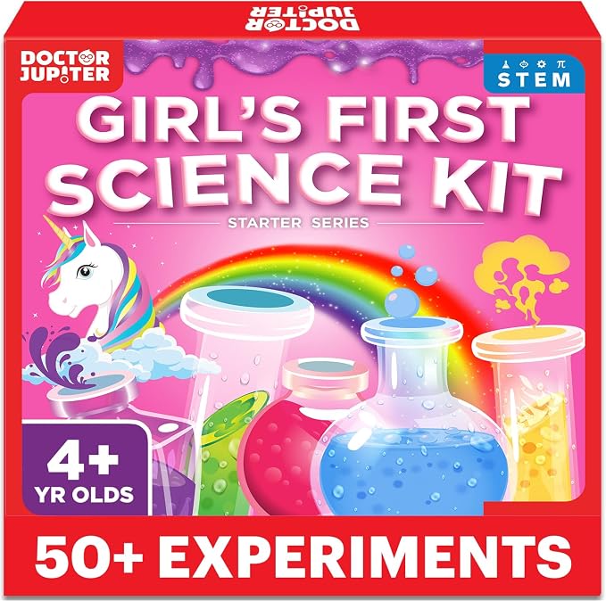 Doctor Jupiter Girls’ First Science Kit for Kids Ages 4-5-6-7-8 | Birthday Gift Ideas for 4+ Year Old Girls | STEM Toy Kit with 50+ Experiments | Learning & Educational Projects