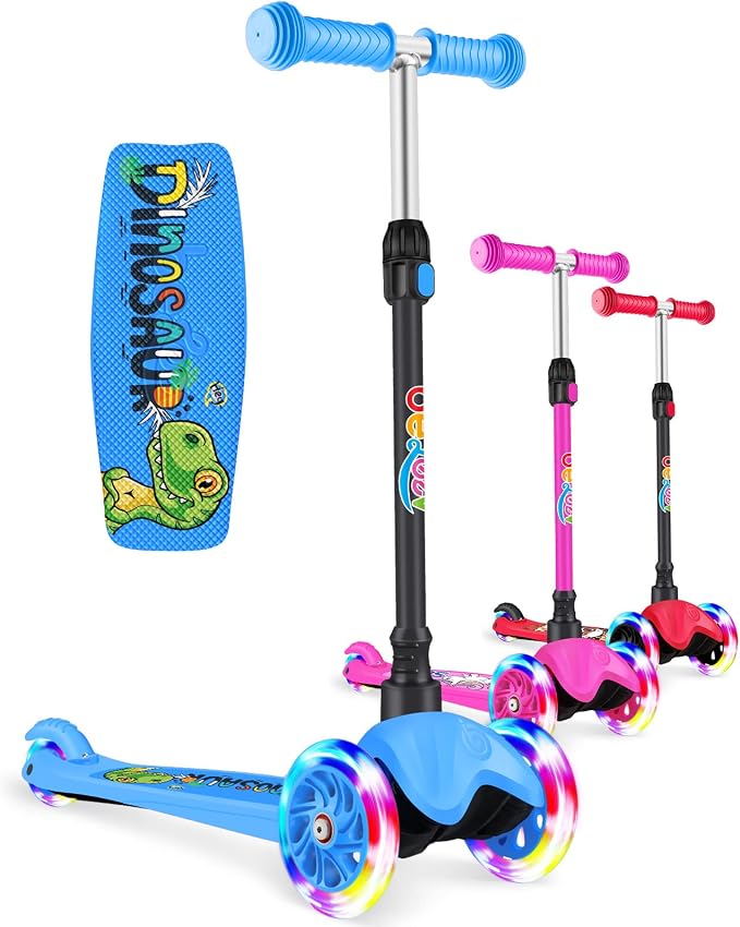 BELEEV A1 Scooter for Kids Ages 2-6, 3 Wheel Kick Scooter for Toddlers Girls Boys, Light up Wheels, Adjustable Height, Lean to Steer, Non-Slip Deck, Lightweight Push Scooter for Children