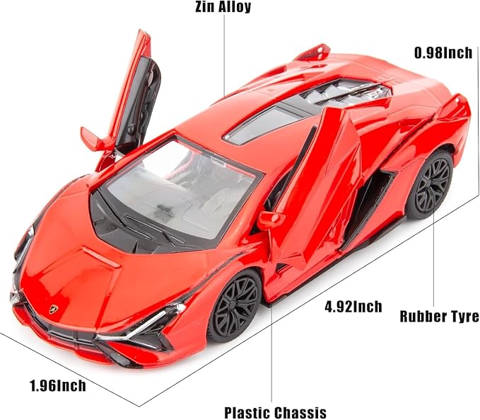 BDTCTK Lamborghini Sián FKP37 Diecast Car Models,1/36 Zinc Alloy Toy Pull Back Vehicles Toy Cars for Toddlers Kids Boys Girls Gift (Red)