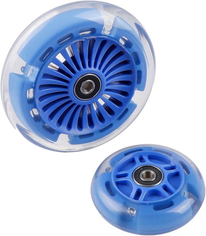 4-Pack Light Up Scooter Wheels - 120mm & 80mm White LED Replacement Wheel for Micro Mini Maxi Lascoota 3-Wheel Kick Scooter (Blue)