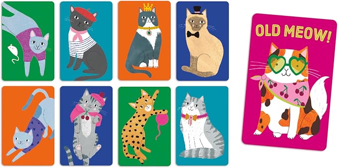 Mudpuppy Old Meow! – Feline Version of Classic Kids Old Maid Card Game with Cute Illustrations of Cats for Children Ages 4 and Up, 2-4 Players