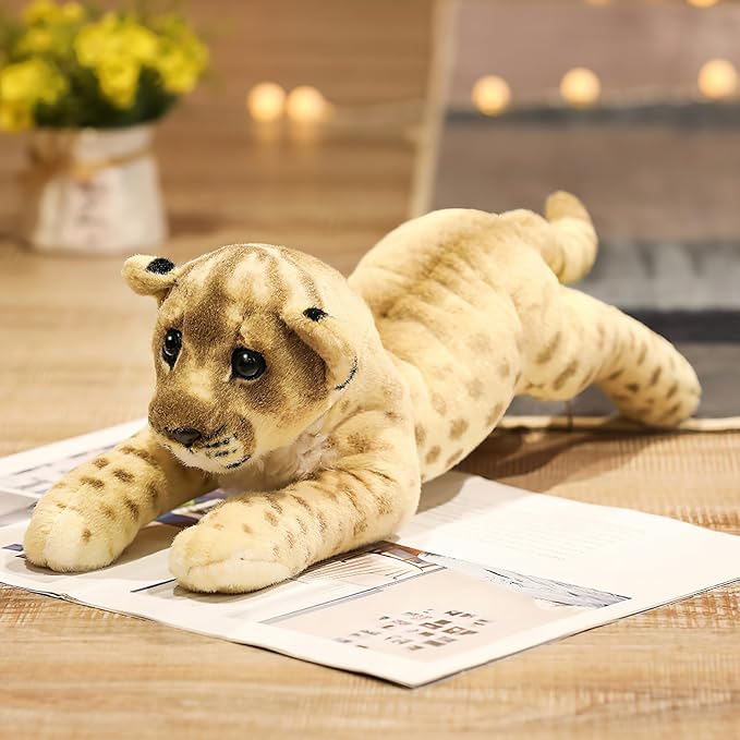 Lion Stuffed Animals 24" Stuffed Lion Plush Pillow Realistic Stuffed Animals Lion Plush Toys Safari Animals Toys Jaguar Cute Plushies Birthday Graduation Gifts for Kids Boys Girls