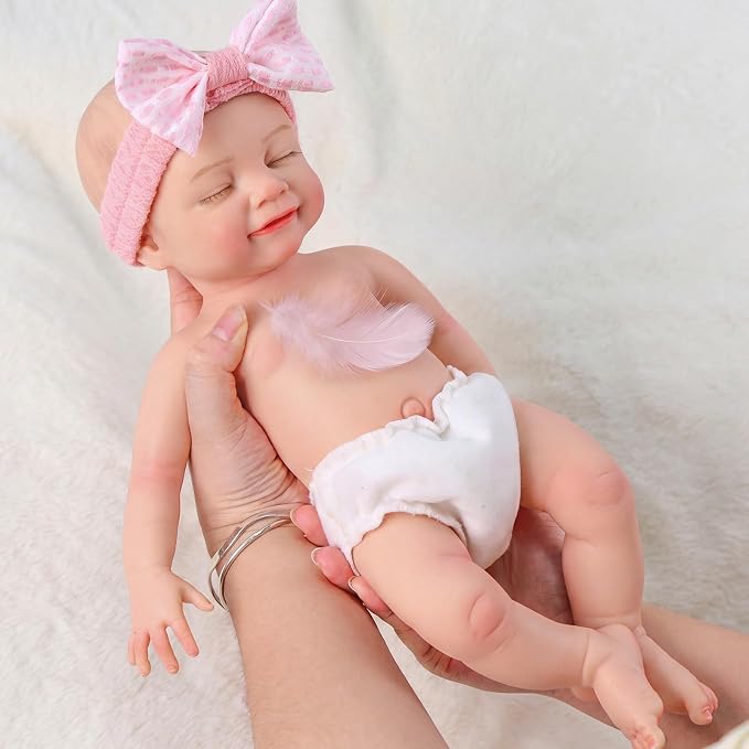 BABESIDE Silicone Baby Doll - 16" (Weight 4.9 Lb) Reborn Baby Dolls Silicone Full Body Anatomically Correct Weighted Bebe Reborn de silicona with Feeding Kit & Gift Box for Kids Age 3+