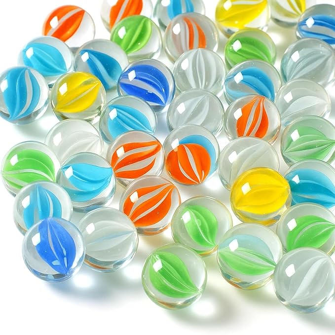LovesTown 60PCS Glass Marbles Bulk, for Kids Marble Games DIY Home Decoration, Cats Eyes Styles