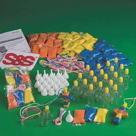 S&S Worldwide Sand Art Cross Necklace Craft Kit, Create Colorful Cross Necklaces By Layering Included Sand, Great Group Project for Kids, Church Camp, Sunday School, 2" W x 3" H, 36" Cord, Pack of 24