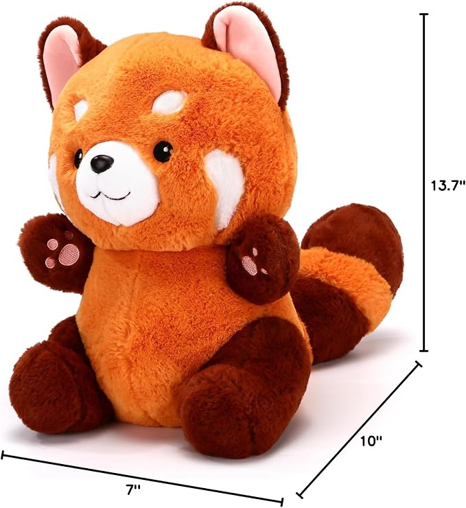 Riuhot Big Red Panda Plush Toy - Red Panda Stuffed Animal Gift for Girlfriend, Kids Birthday - 13.7"