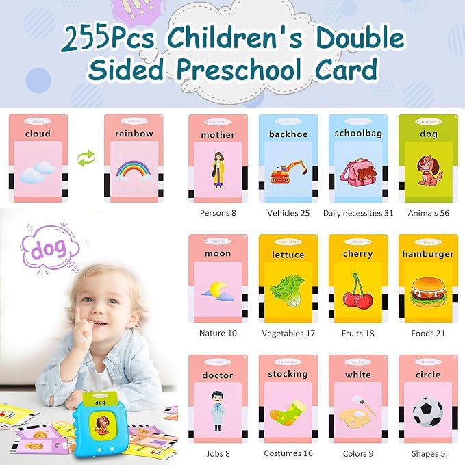 Talking Flash Cards, Kids Toddler Flash Cards with 510 Sight Words, Autism Sensory Toys, Speech Therapy Toys, Learning Educational Toys Gifts for Age 3 4 5+ Years Old Boys and Girls (Dinosaur Pink)