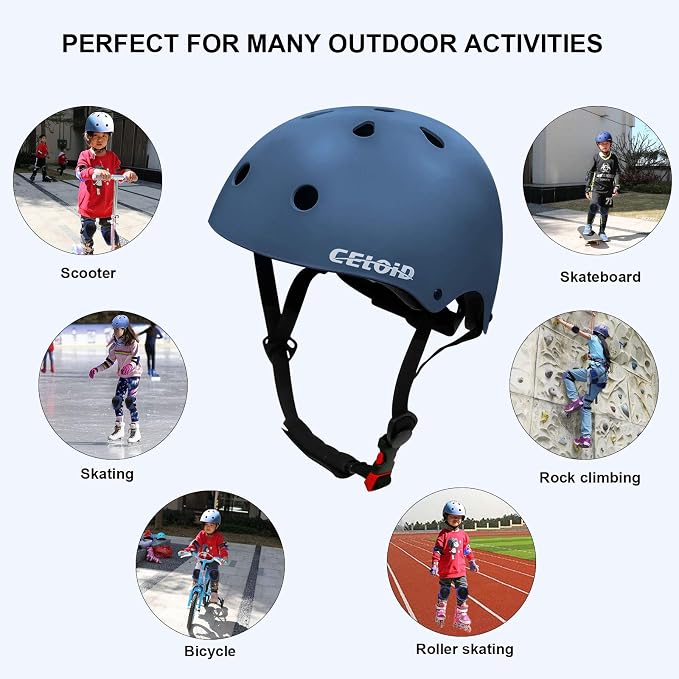 Kids Bike Skateboard Helmet Pad Set,Toddler Cyling Protective Gear Knee & Elbow Pads Wrist Guards for 5-8-10-12-14-16 Years Girls Boys Bicycle Scooter Roller Skate Inline Skating Rollerblading
