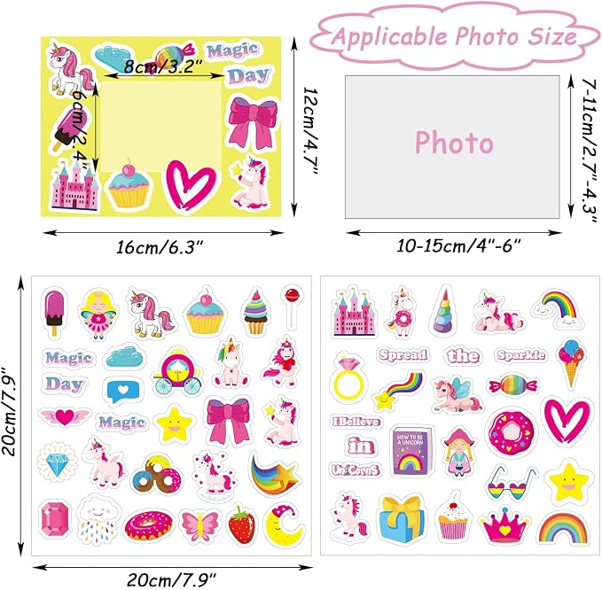 chiazllta 30 Packs Summer Unicorn Picture Frame Craft Kits Magic Unicorn DIY Craft Art Party Favor Home Game Activities