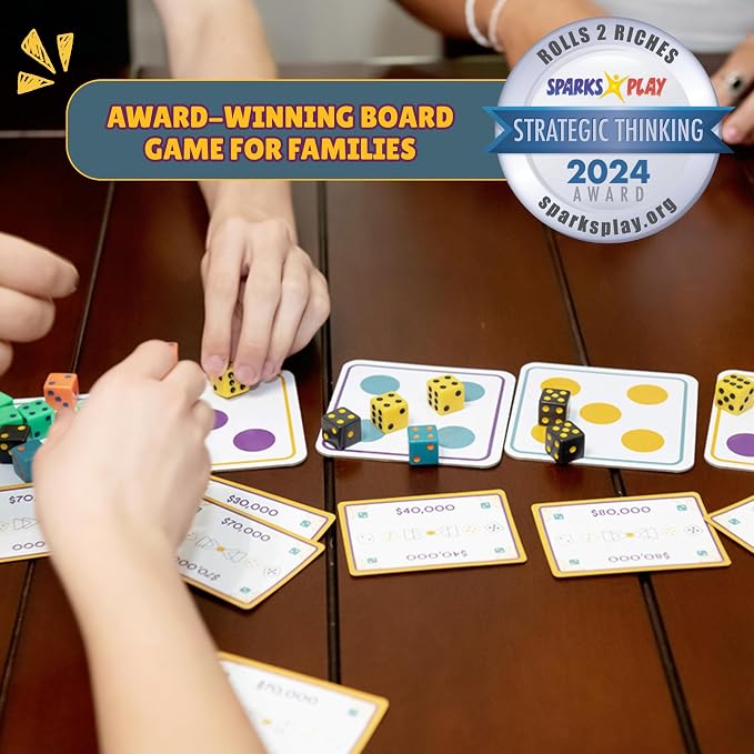 Award-Winning Board Game for Families – Rolls 2 Riches | Fast-Paced Dice, Card & Strategy Game for Kids & Adults | Perfect for Parties, Travel, Camping, Game Nights & Outdoor Summer Fun