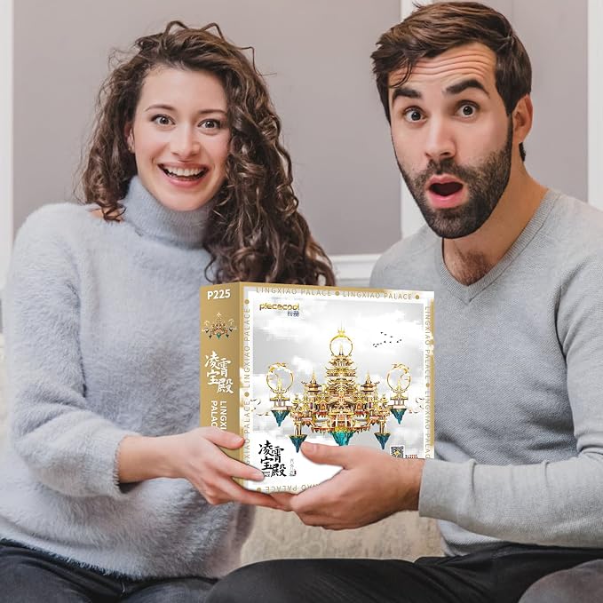 Piececool 3D Metal Asian Puzzles Model Kits- LINGXIAO Palace Metal Building Kits for Adults, Brain Teaser Puzzle DIY Handcraft Best Gifts for Man Woman Family