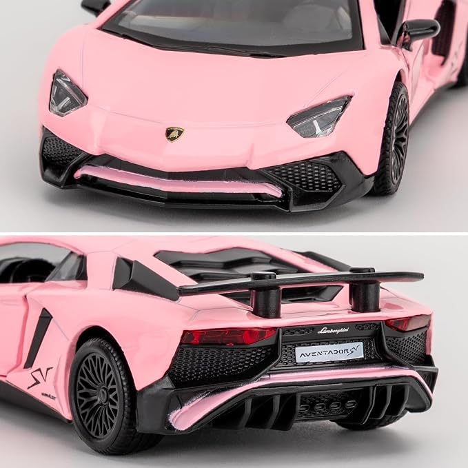 TGRCM-CZ 1/36 Scale Lamborghini Aventador LP700-4 Casting Model Car, Zinc Alloy Pull Back Vehicles Toy Car for Toddlers Kids Boys Girls Gift (Pink)