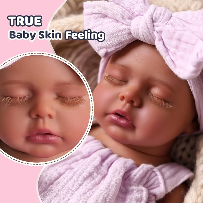 BABESIDE Lifelike Reborn Baby Dolls Daisy Black Girl- 12 Inch Body Realistic-Newborn Handmade Real Life Baby Dolls with Clothes and Toy Gift for Kids Age 3+