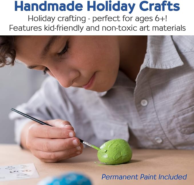 Creativity for Kids Holiday Hide & Seek Rock Painting Kit | Paint, Decorate & Hide 10 Festive Rocks | DIY Christmas Craft Kit for Kids to Inspire Creativity & Kindness (Ages 6+)
