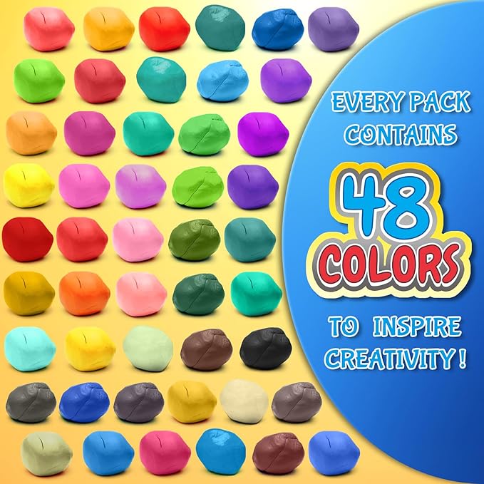 Air Dry Clay, 48 Colors Modeling Magic Clay for Kids | Includes Tools, Soft & Ultra Light, Ages 3-8+ Years, Boys & Girls