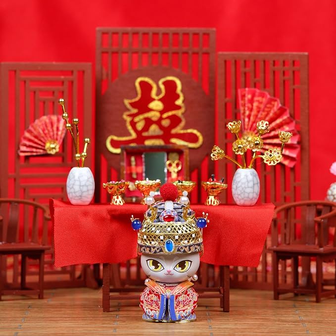 MU 3D Metal Puzzle for Adult Cat Couple,Chinese Bridal and Bride Figure Bride Groom Figurine Model Kits Brain Teaser Love Wedding Gift Home Desk Decor