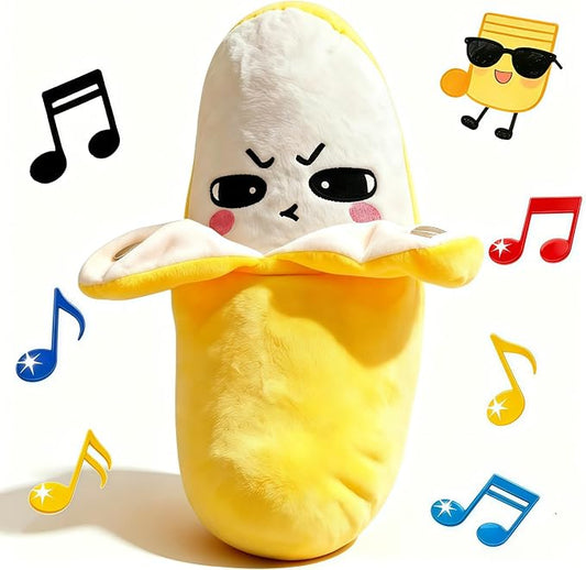 Soft Plush Musical Sensory Toy, Interactive Plush Toy with Sounds, Skin Touch Activated Sound Doll, Dual Mode Educational Toy, Fruit Style Gift for Baby Kids Boys Girls All Ages(Yellow Banana)
