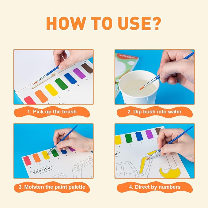 YPLUS Paint with Water Books for Toddlers, Art Craft Toys Watercolor Painting Paper for Kids, Gift for Kids Ages 1-3, 2-4, 4-6, Drawing with Brush - Insect