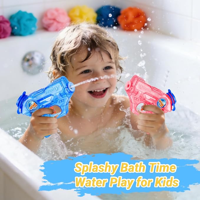 Water Gun for Kids Toddler: 2 Pack Mini Water Guns Squirts Small Soaker Pistol Super Blasters with Trigger for Boys Girls Summer Swimming Pool Beach Water Outdoor Fighting Party Bath Ideas Gift Toys