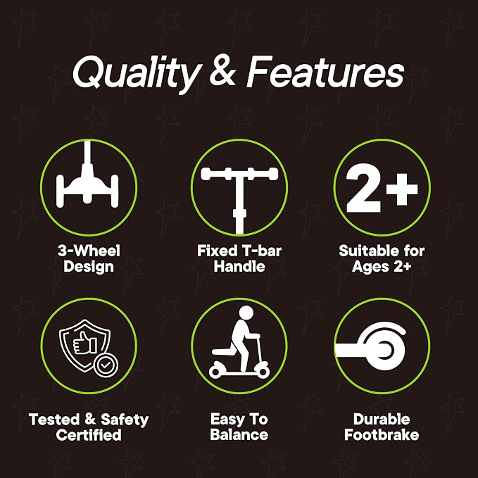 3 Wheel Scooter for Kids, Smooth Light Up LED Front Wheels, Wide Anti Slip Deck, Rear Foot Brake, Easy Lean to Steer Maneuvering, Indoor & Outdoor Ride On Toys for Ages 2 Up,