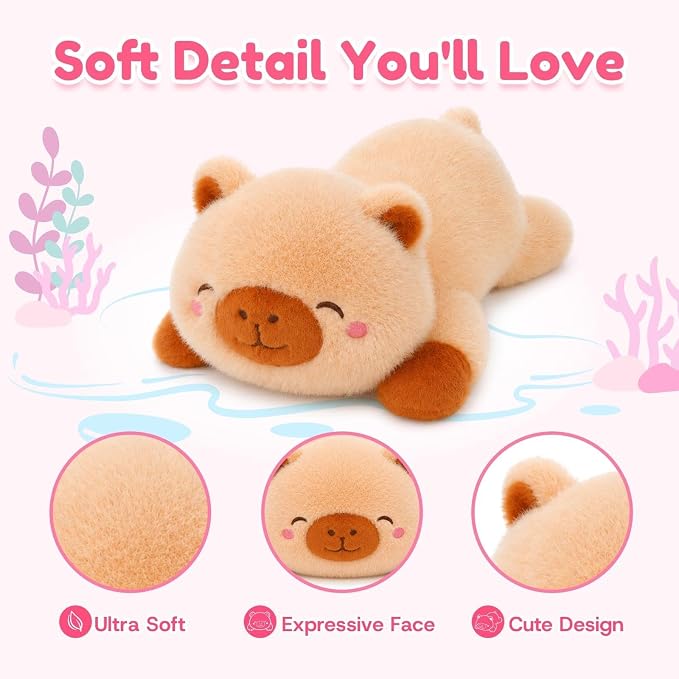 Capybara Weighted Stuffed Animal, Soft Plush Toy Gift (10.6 Inch, 0.7 Lbs)