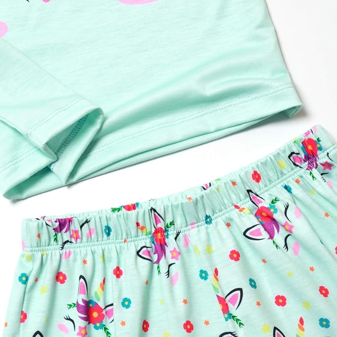 QPANCY Matching Girls & Dolls Pajamas Unicorn Pj Sets Summer Cotton Sleepwear