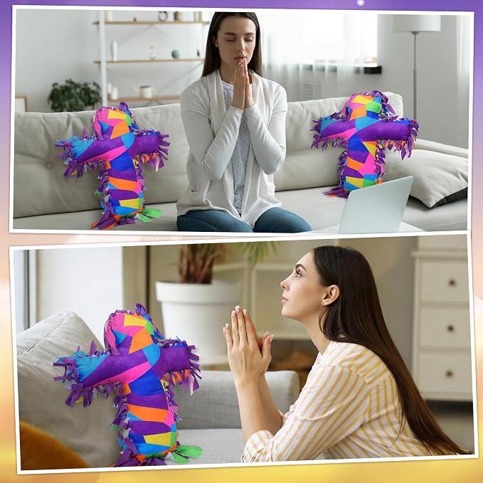 Weysat 8 Sets Religious Cross Tied Pillow Craft Kit DIY VBS Pillow Craft with PP Cotton Gifts for Christian Party Decor VBS School Favors Classroom Giveaways
